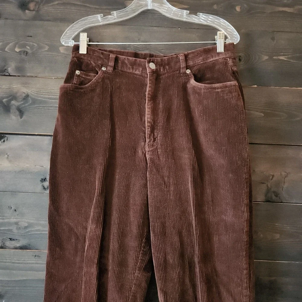 VTG Lauren Ralph Lauren‎ Corduroy Pants Womens 12 Brown Wide Wale Straight Leg